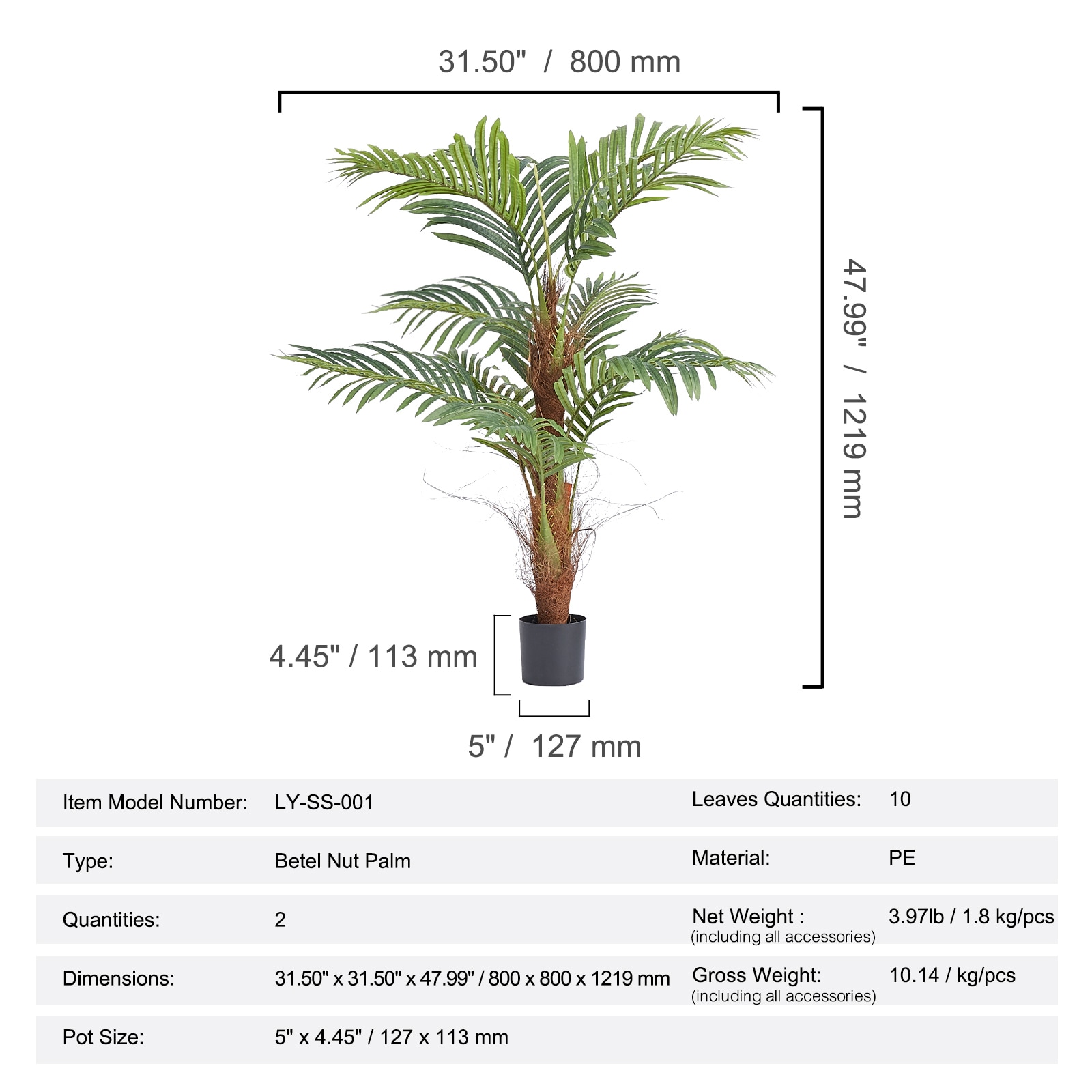 Artificial Palm Tree, 4 FT Tall Plant, Secure PE Material & Anti-Tip Tilt Protection Low-Maintenance Plant, Lifelike Green Tree For Home Office Warehouse Decor Indoor Outdoor_maomaolike.com